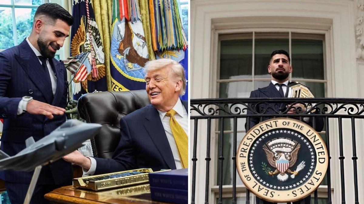 Dos de las imágenes de la recepción de Trump a Topuria en la Casa Blanca.