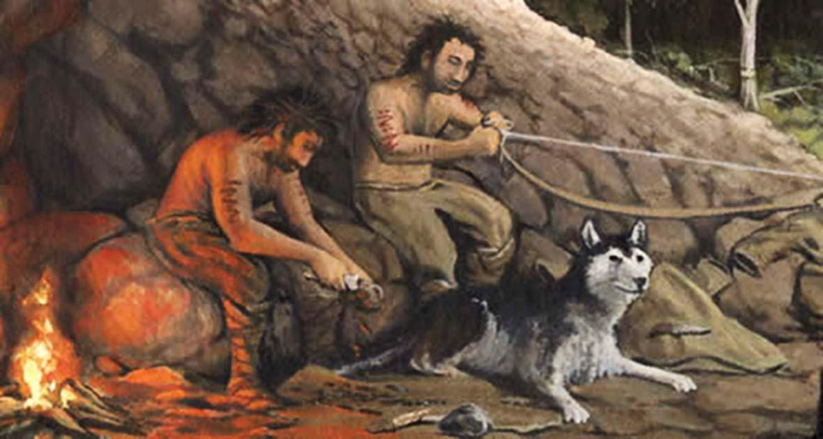 Recreación de los primeros perros que acompañaron al hombre
