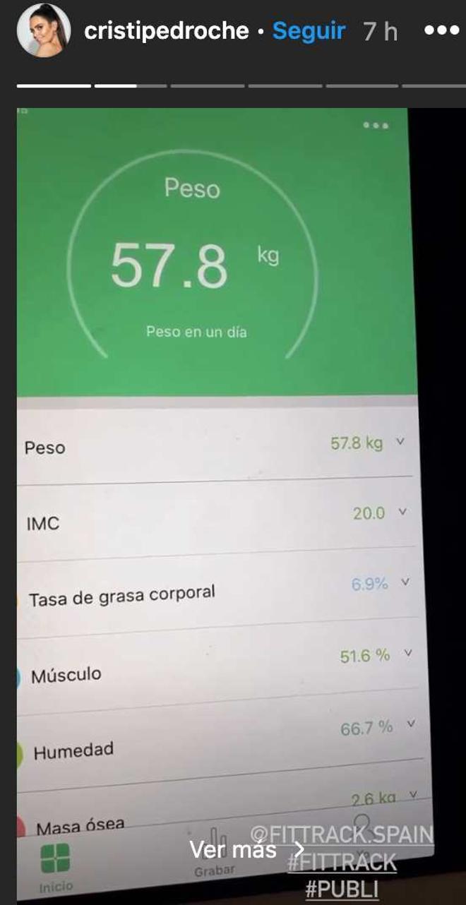 Báscula con app de Cristina Pedroche: peso 57,8 kg