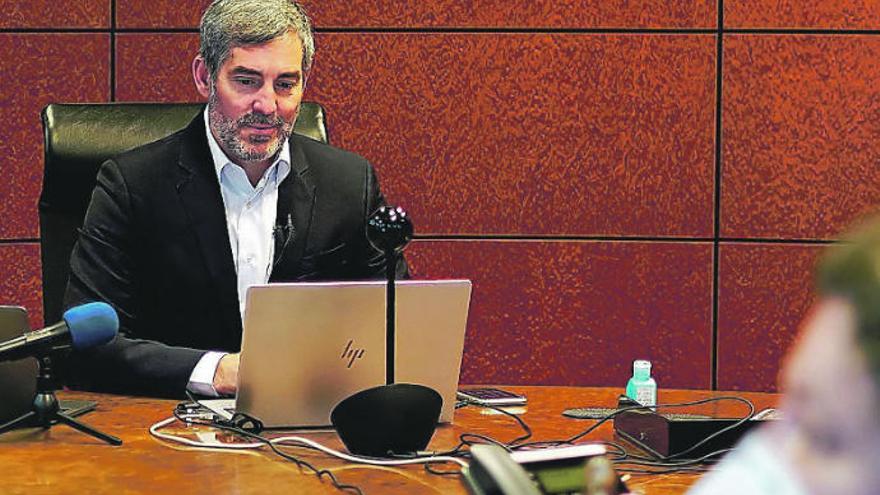 Fernando Clavijo en el primer foro digital Diálogos para la Reconstrucción organizado por los dos periódicos de Editorial Prensa Ibérica en Canarias, El Día y La Provincia.