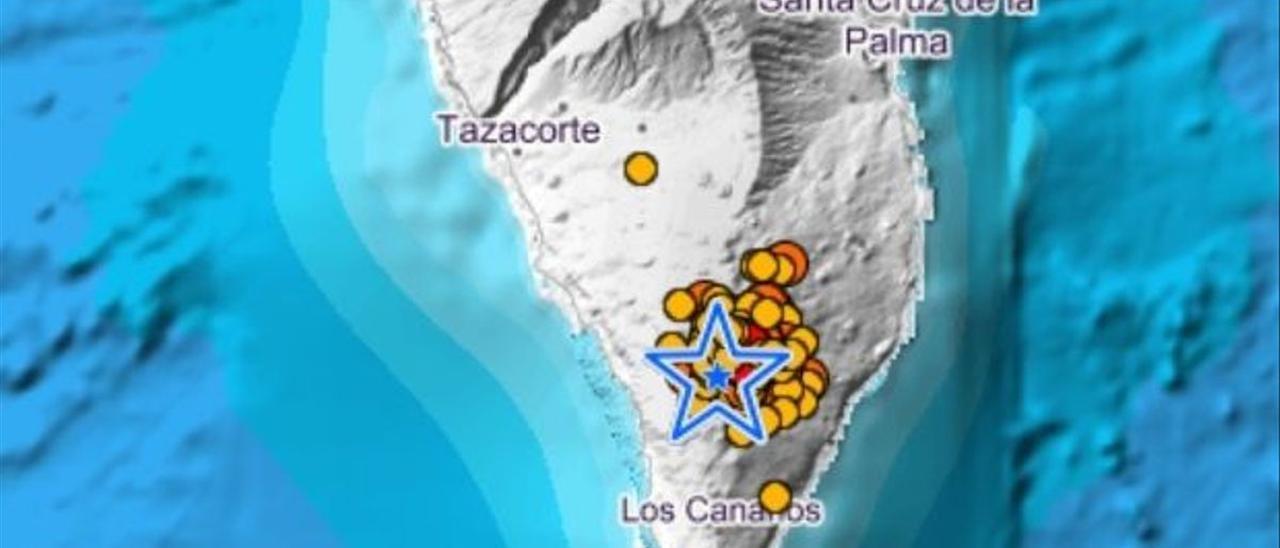 Terremotos registrados en La Palma.