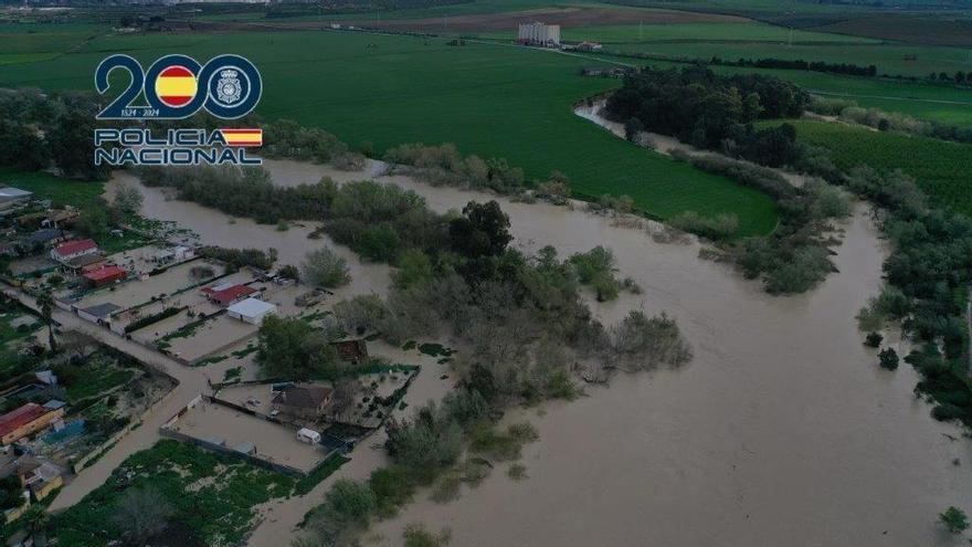 La inundación de Guadalvalle en Córdoba, a vista de dron