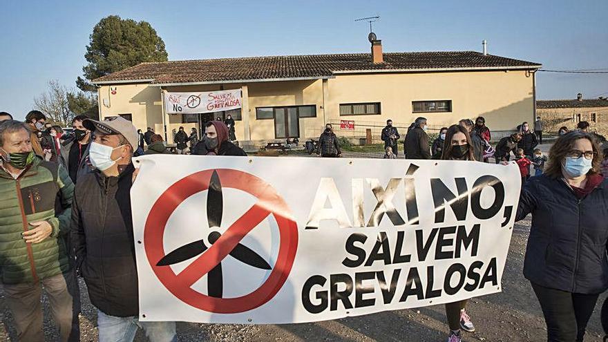 Protesta que es va fer a Aguilar contra els parcs eòlics