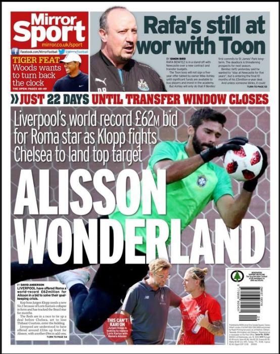 Portada MIRROR SPORT miércoles 18 de julio de 2018