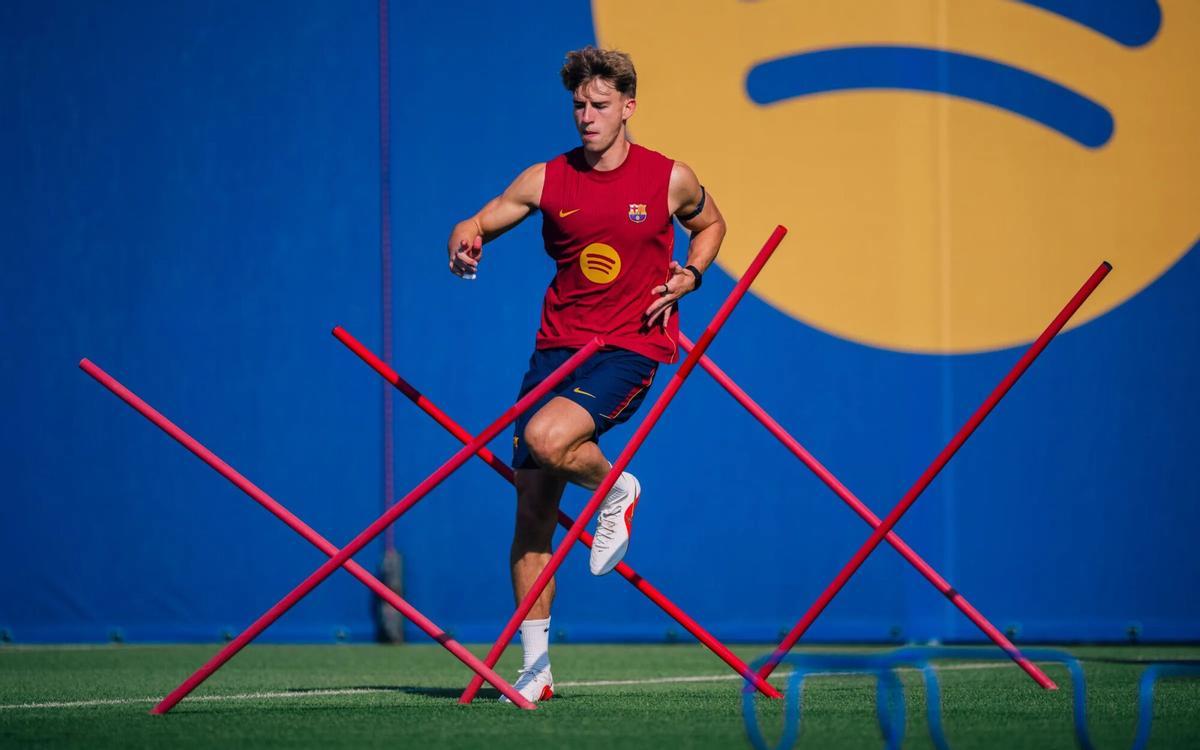 Tommy Marqués, en un entrenamiento en la ciudad deportiva azulgrana.