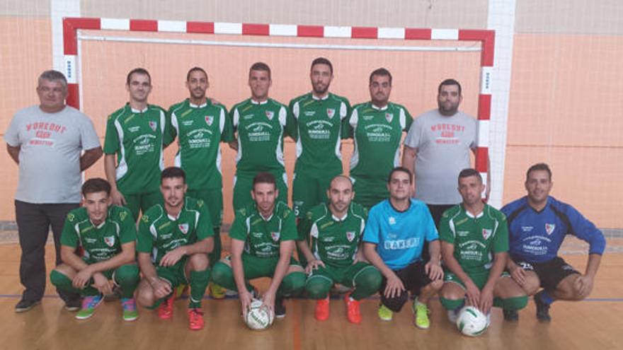 El CD Los Cuatro Pueblos FS de Humilladero, posando en una foto de equipo de esta temporada.