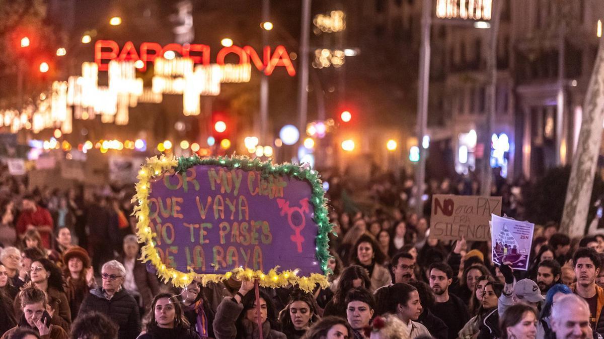 Manifestación contra la violencia machista en Barcelona, el 25 de noviembre de 2023.