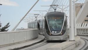 Tren ligero de la línea roja de Jerusalén.