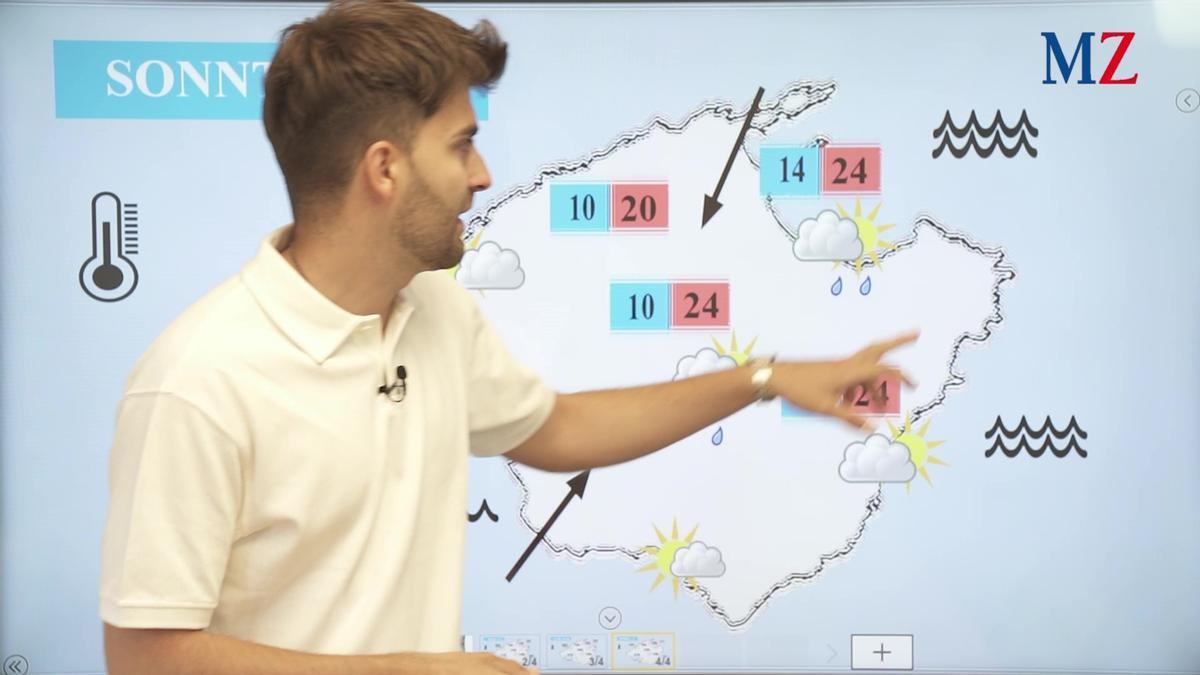 MZ-Wetterexperte Duncan Wingen bei der Vorhersage für das Wochenende vom 19. bis 20. Mai