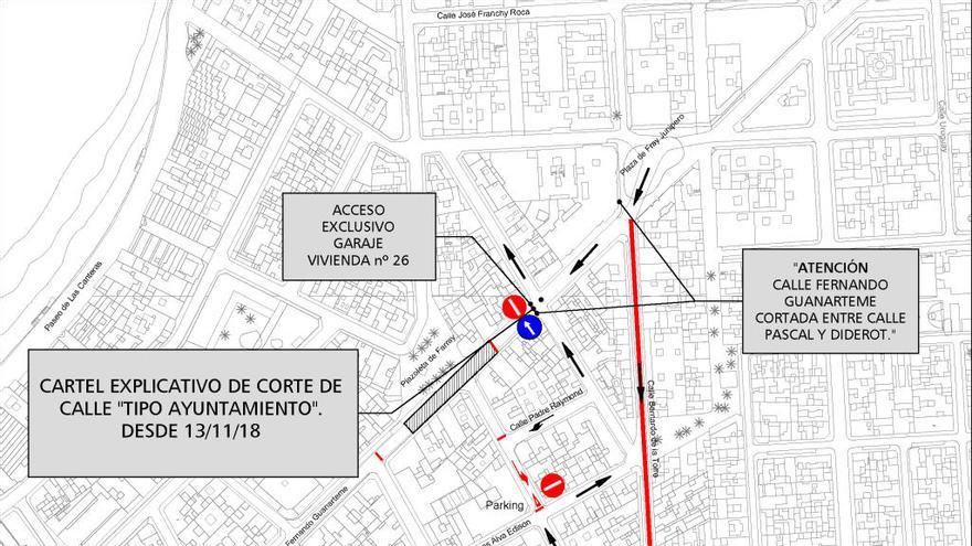 Plano del corte de la calle Fernando Guanarteme.