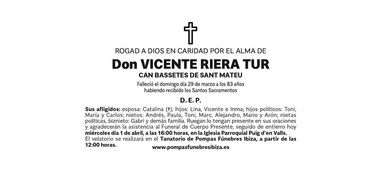 Esquela Vicente Riera Tur