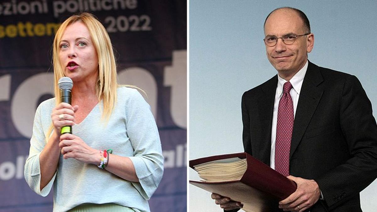 Giorgia Meloni y Enrico Letta.
