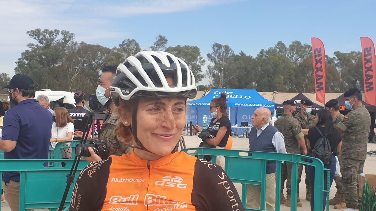 María Díaz, tras proclamarse vencedora de la MTB Guzmán El Bueno.