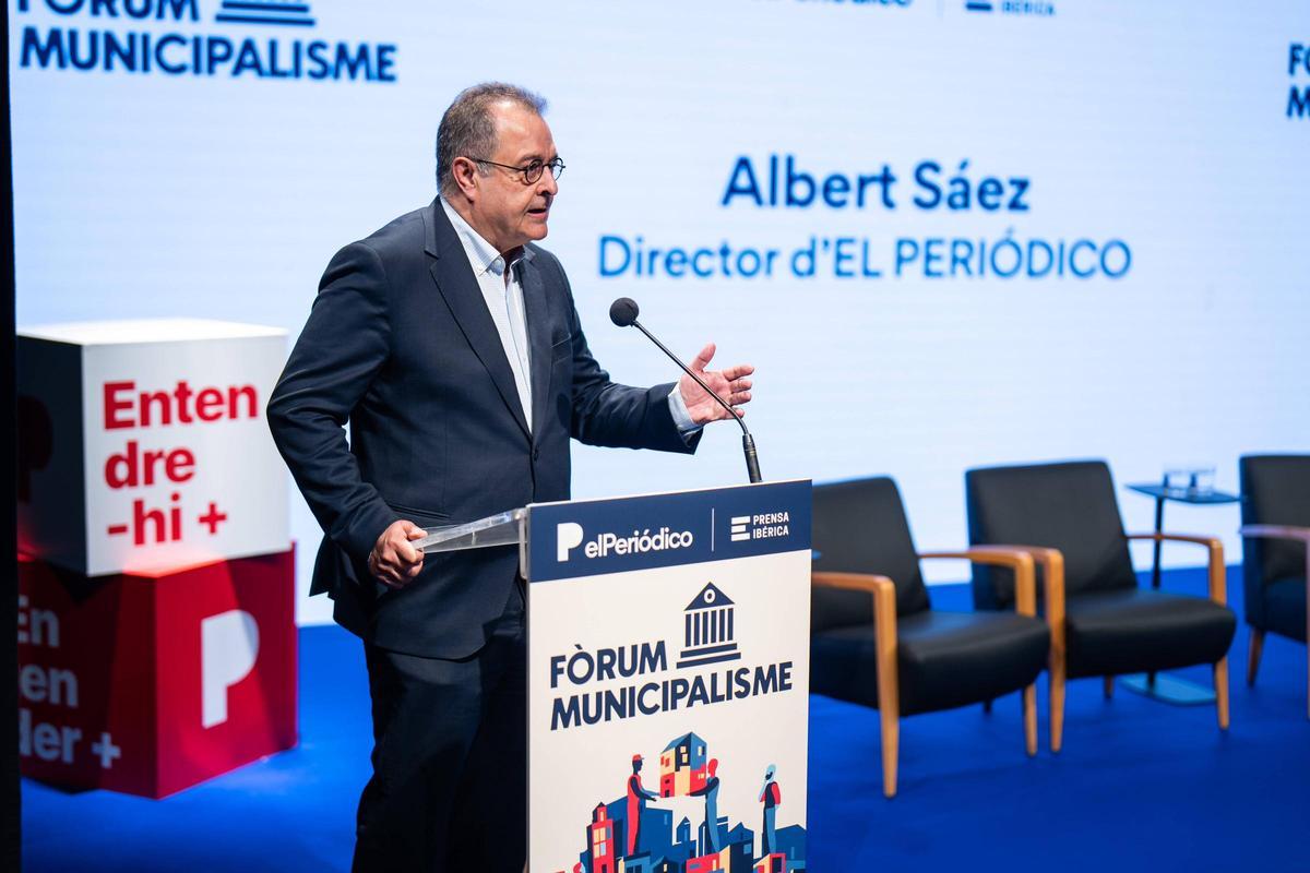 Albert Sáez, director de EL PERIÓDICO, durante su intervención.