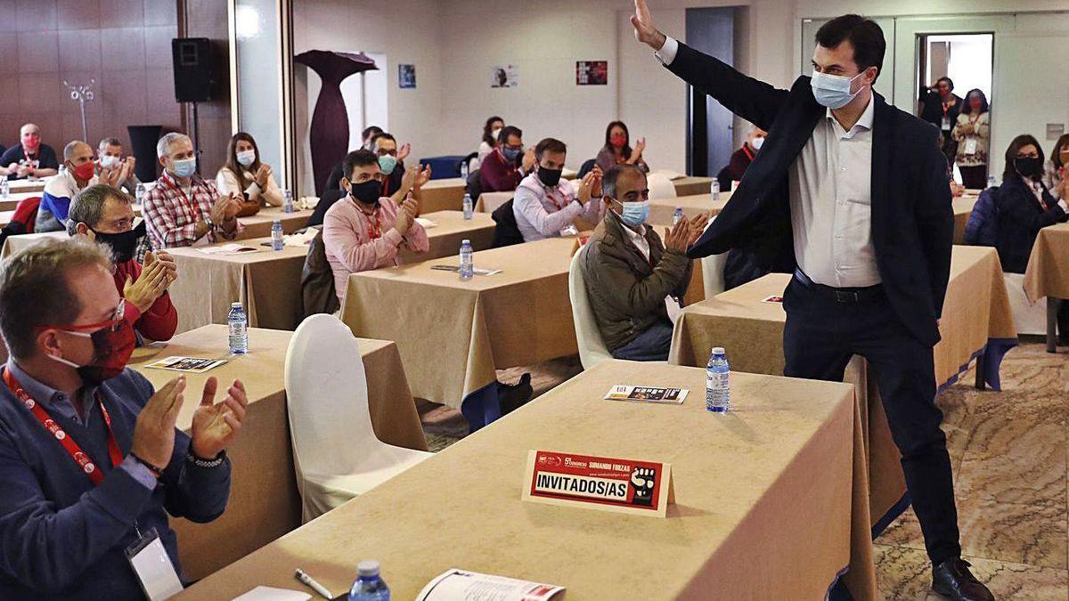 El secretario xeral del PSdeG, Gonzalo Caballero, ayer en el congreso de FICA-UGT.