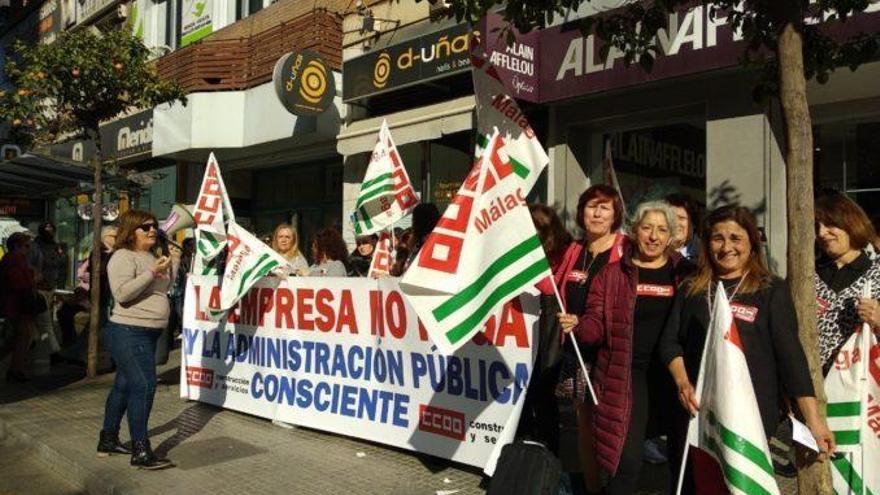 Las trabajadoras de Tempo Facility, en una manifestación.