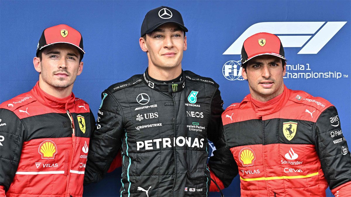 Leclerc, Russell y Sainz, los tres más rápidos en la crono de Hungría, con pole para el piloto de Mercedes