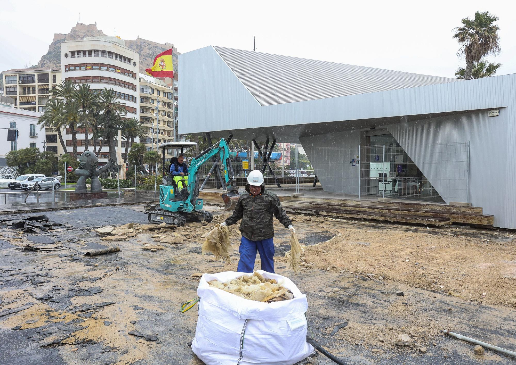Obras en el paseo del puerto de Alicante