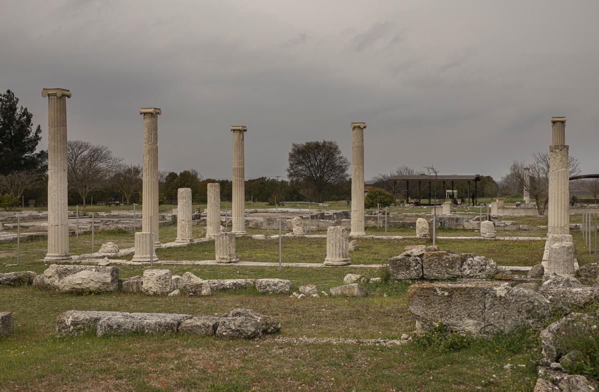 Restos de la antigua ciudad macedonia de Pella.