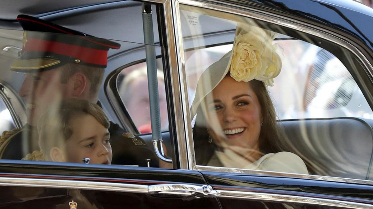 Kate Middleton con el príncipe George y Guillermo en la boda de Meghan y Harry