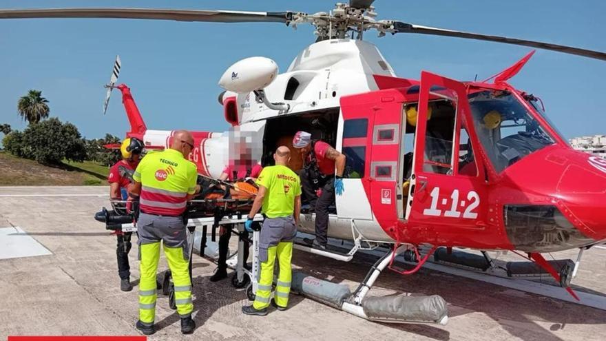 Un ciclista resulta herido y es rescatado por un helicóptero