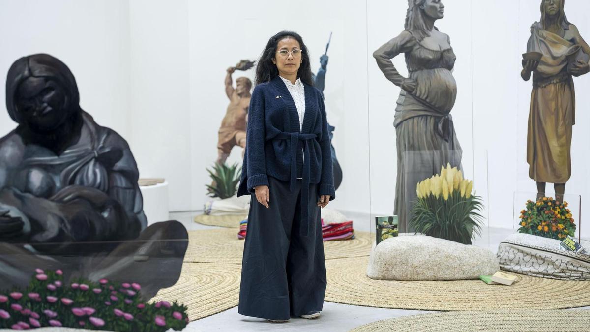 Sandra Gamarra, en el pabellón de España en la Bienal de Venecia.