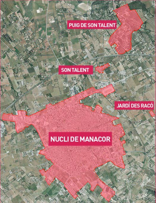 Mapa del cierre perimetral de Manacor.