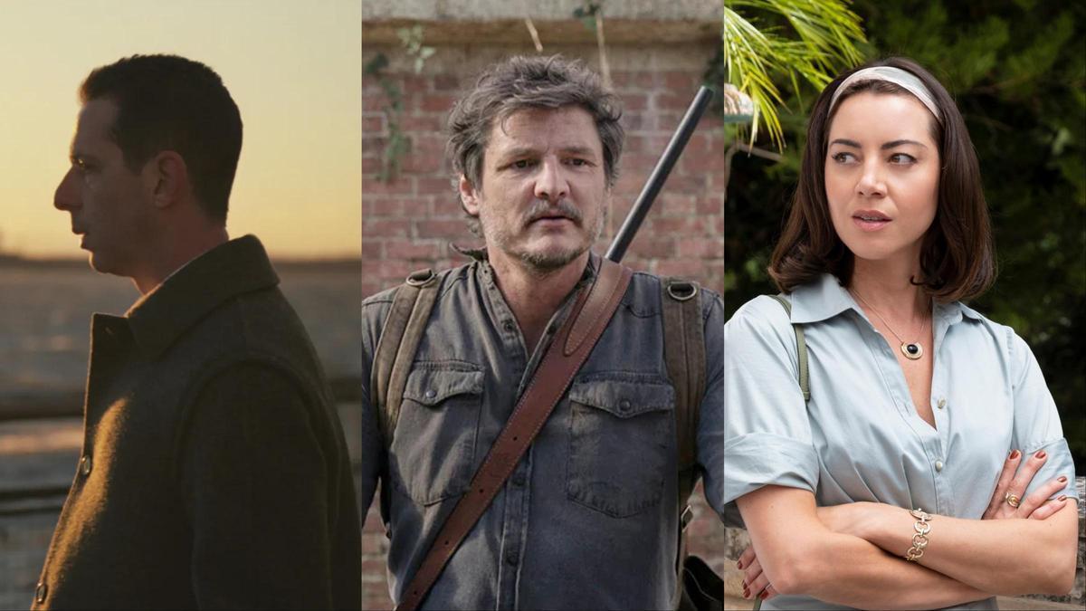 Jeremy Strong en Succession, Pedro Pascal en The last of us y Aubrey Plaza en The White Lotus