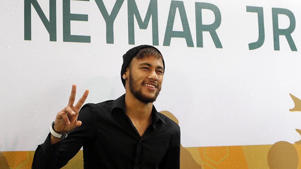 Neymar, durante la inauguración del Instituto Proyecto Neymar Jr, en Sao Paulo