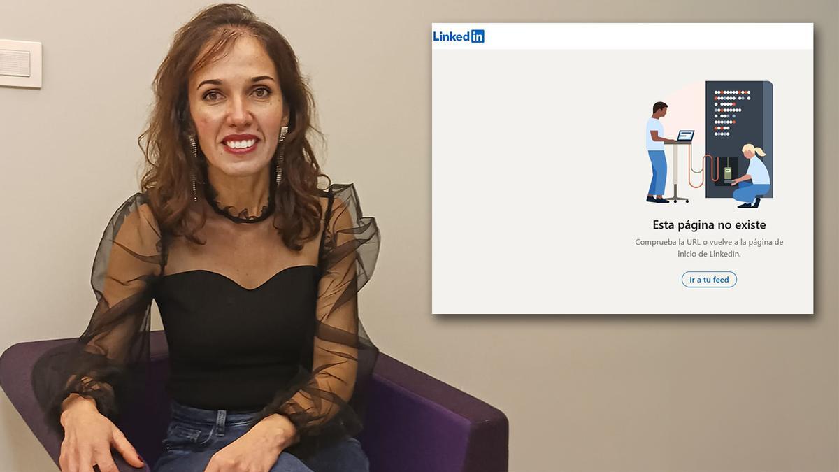 La sexóloga Claudia Carvalho. A la derecha, el estado de su cuenta en LinkedIn.