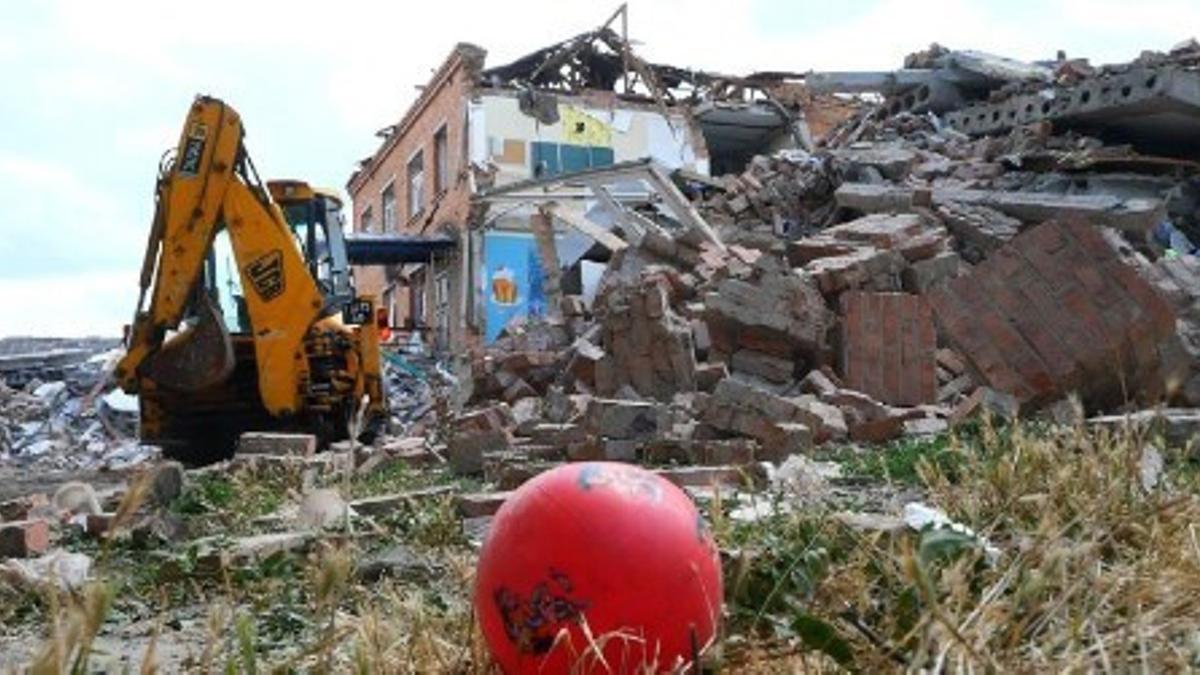 Edificio destruido en Ucrania.