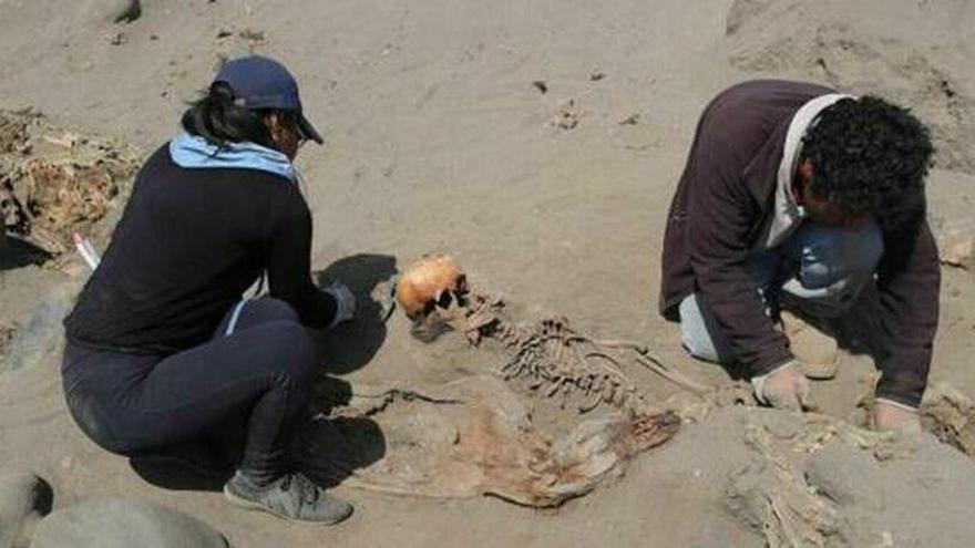 Excavación en Huanchaco, Perú.