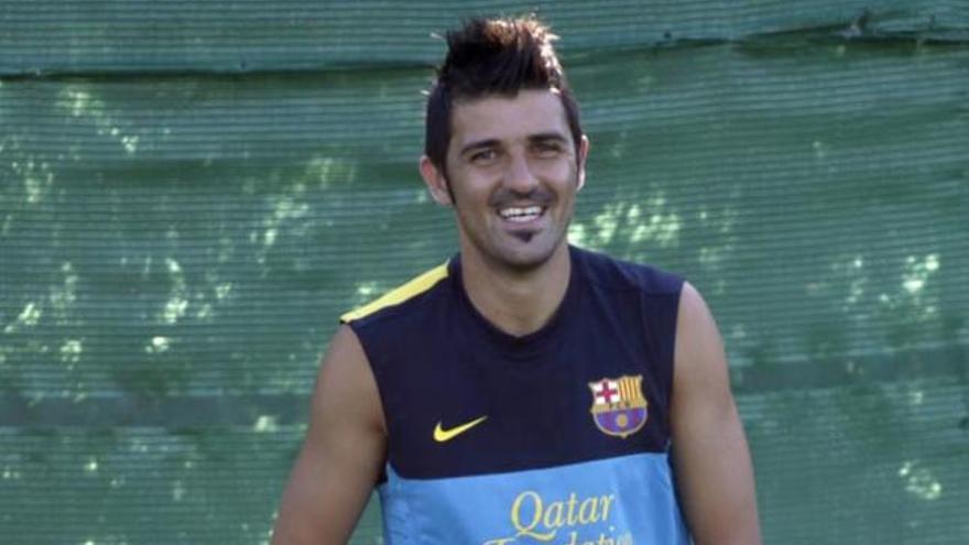 David Villa entrena tras su recuperación