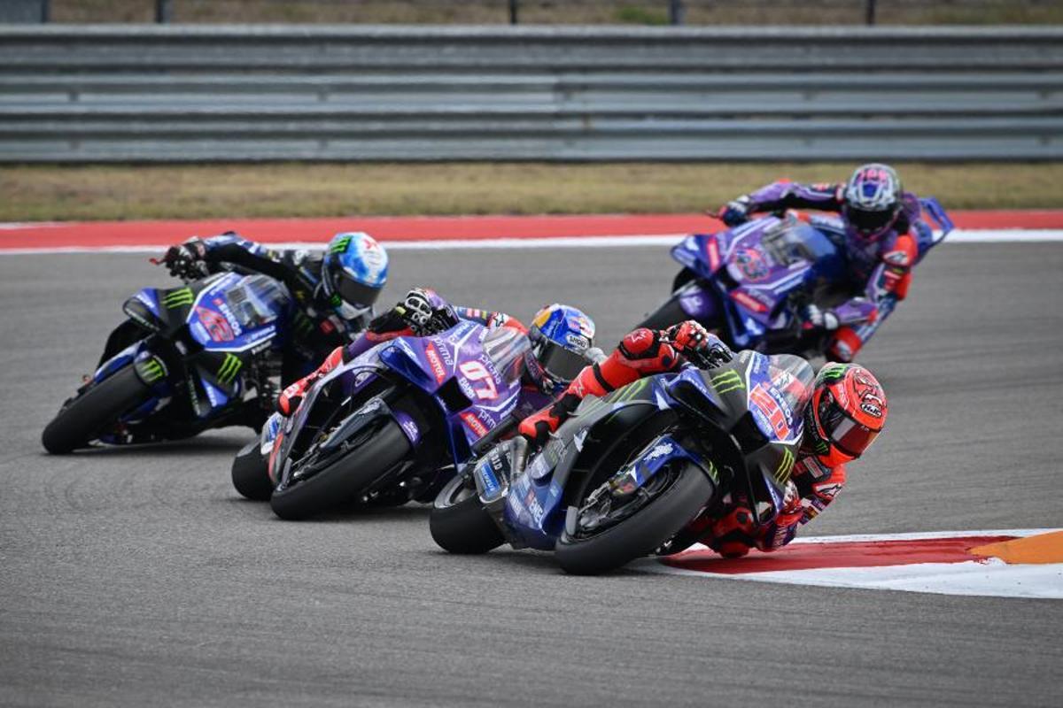 Las cuatro Yamaha de la parrilla, rodando en las últimas plazas durante el GP de Estados Unidos