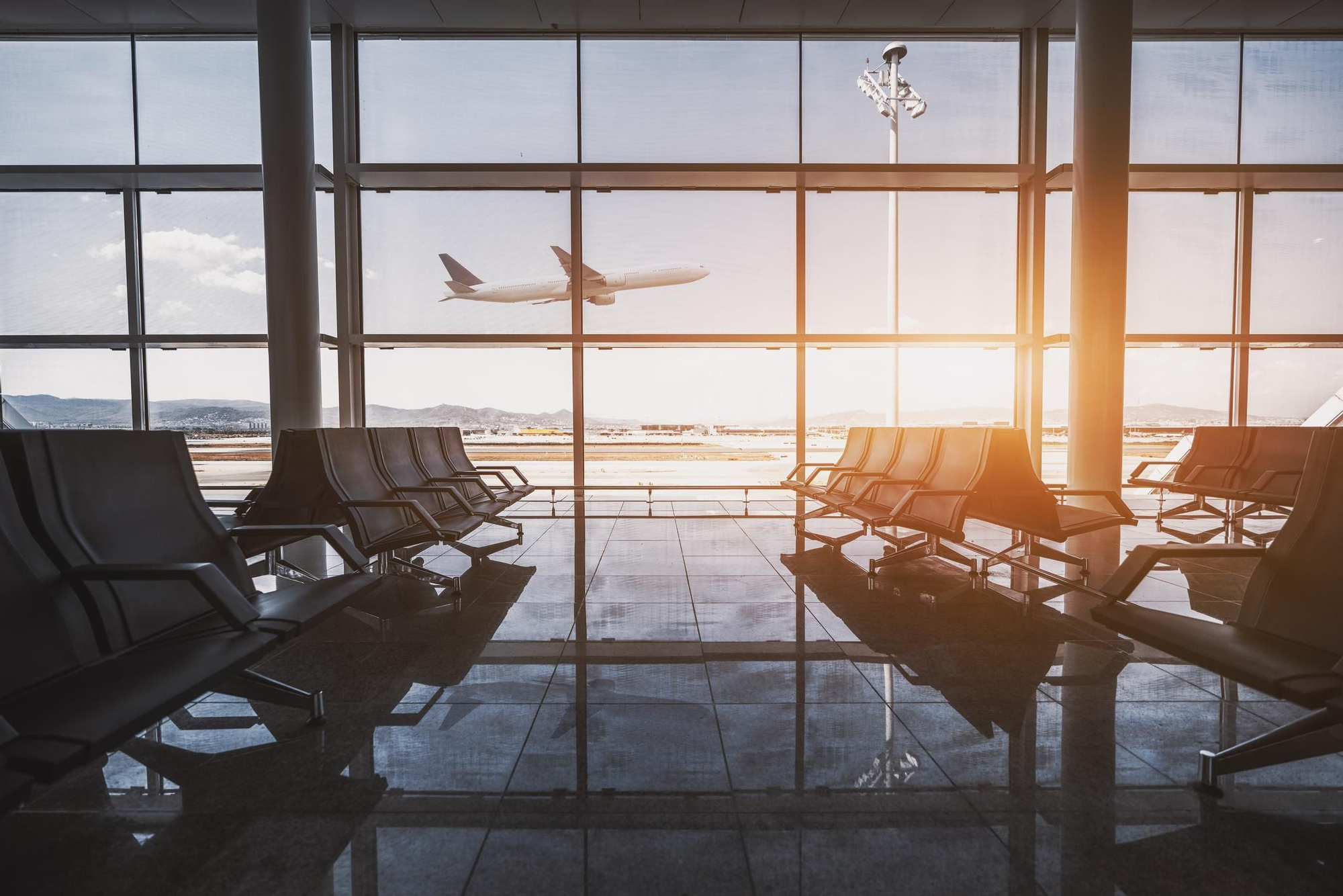 Sala de espera en un aeropuerto.