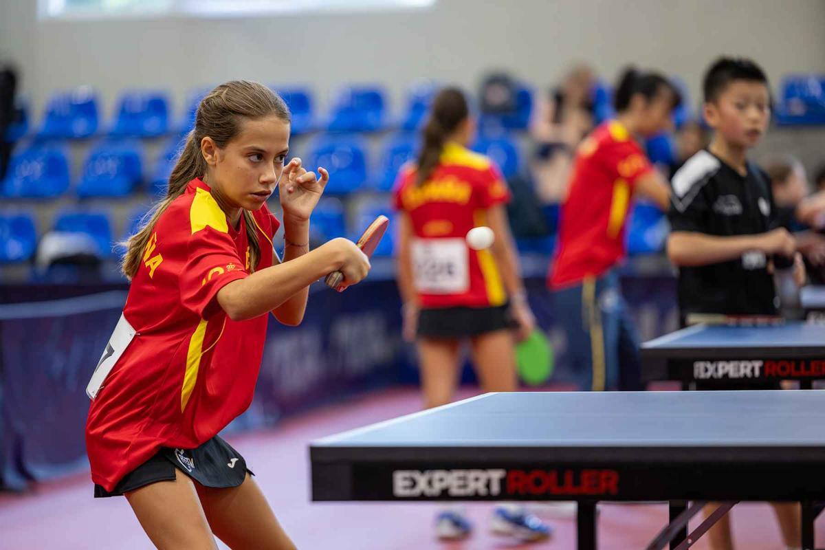 Lola Uría, durante una concentración con la selección española.