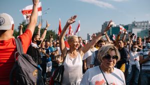 Maria Kolésnikova, en un mitin en verano de 2020 en Minsk.