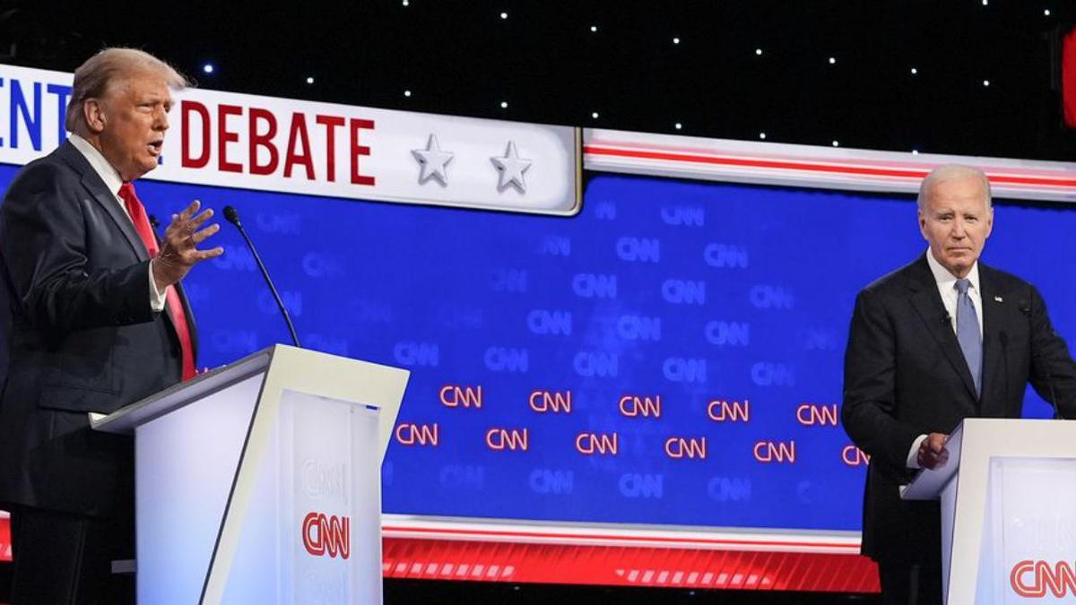 Trump y Biden durante un debate en una imagen de archivo.