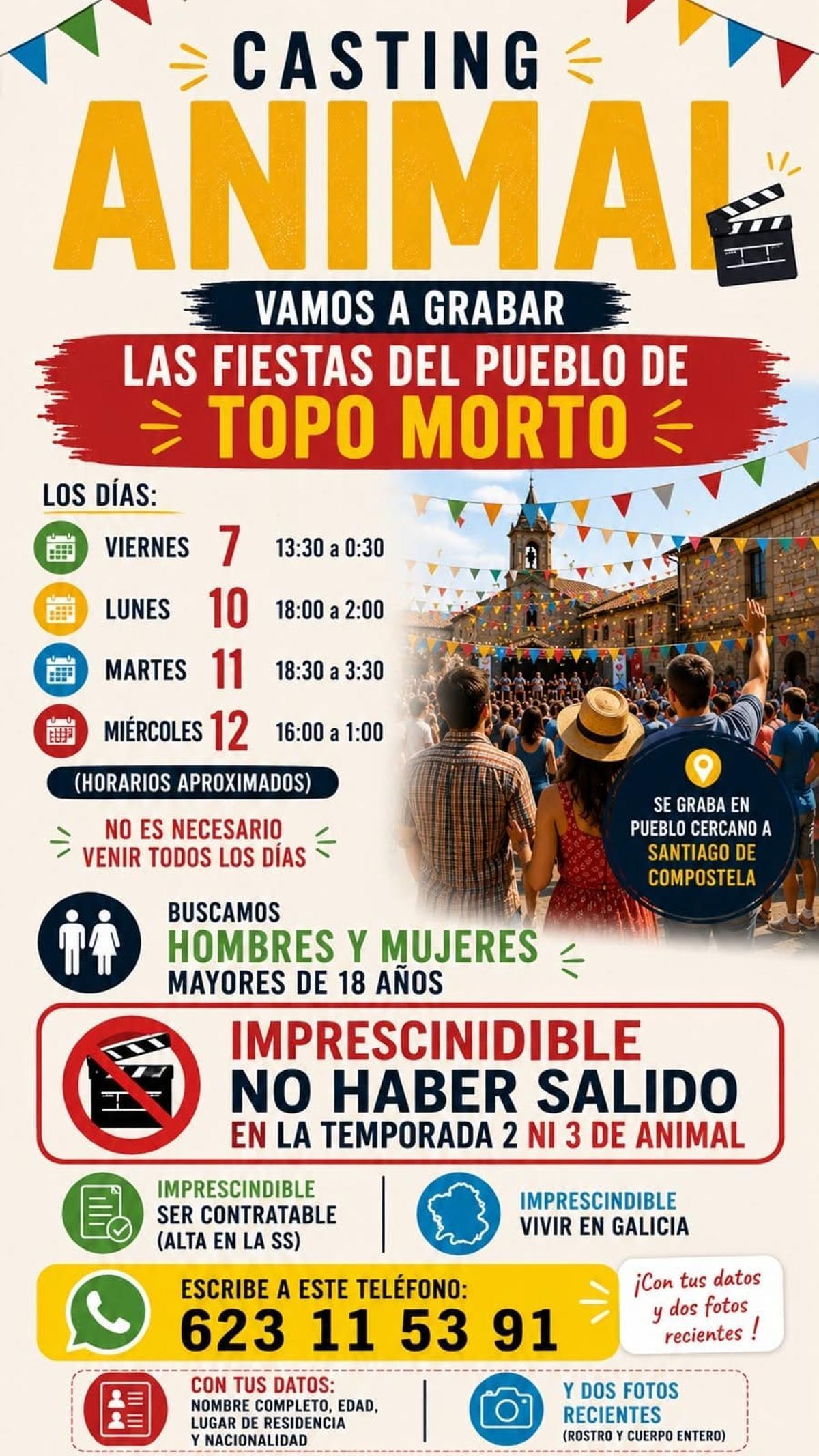 Proceso de selección de figurantes para los nuevos capítulos de 'Animal', serie de Netflix ambientada en Santiago y alrededores.