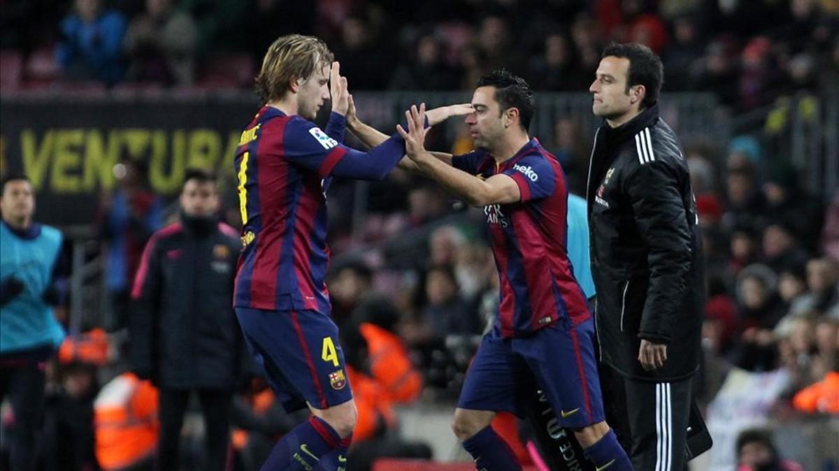 Rakitic y Xavi coincidieron una temporada