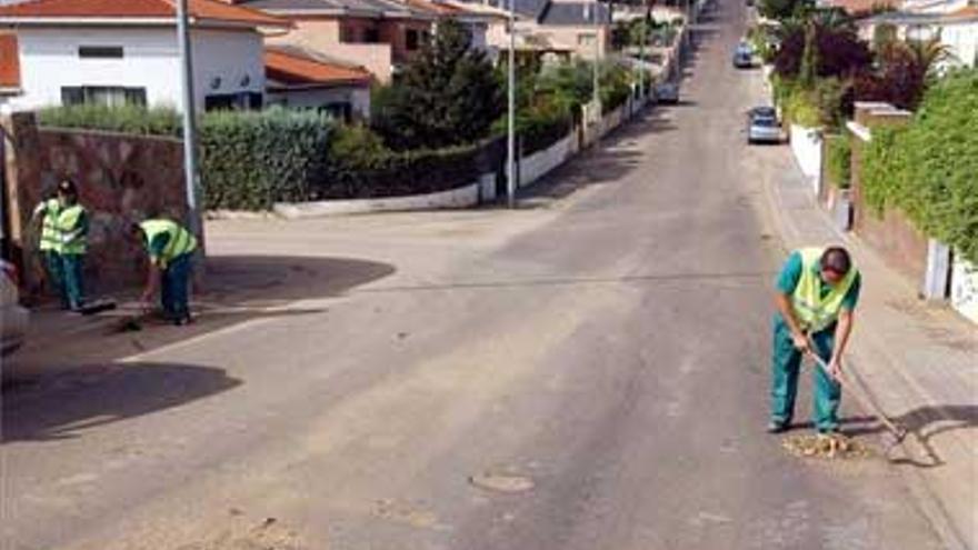 Inician tareas de desbroce de plantas y limpieza en los acerados y viales de Las Vaguadas