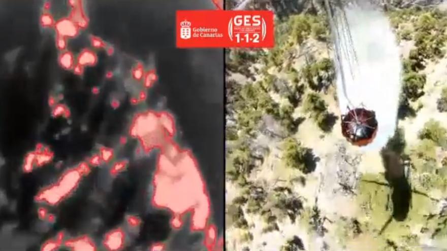 Imágenes del GES sobrevolando el incendio de La Palma