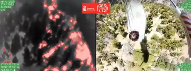 Imágenes del GES sobrevolando el incendio de La Palma