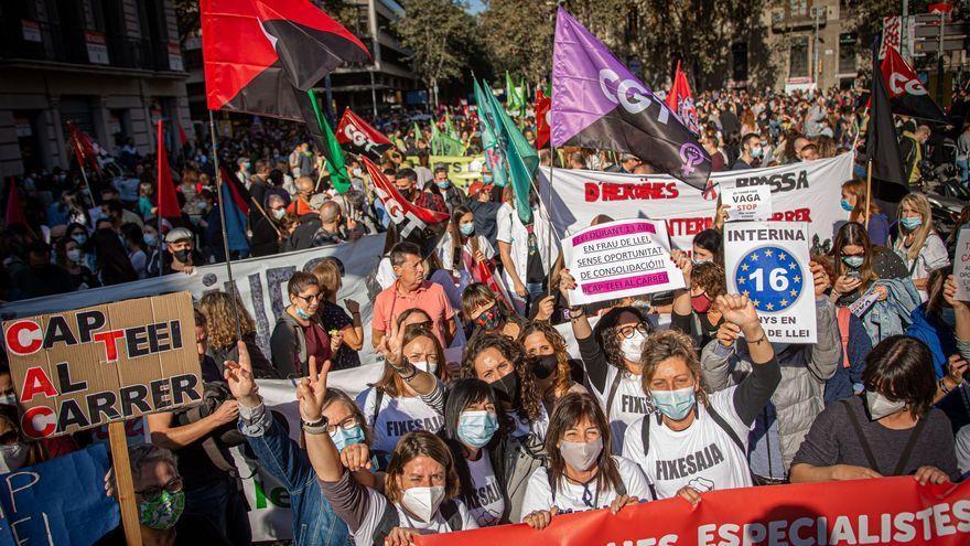 Manifestación de interinos en Barcelona.