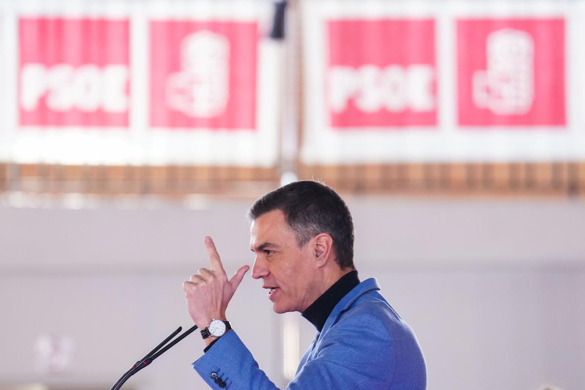 Pedro Sánchez, durante su participación en un acto sobre feminismo con motivo del Día Internacional de la Mujer