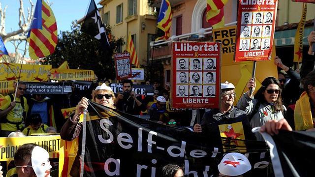 Manifestación independentista en Colliure (Francia), este domingo