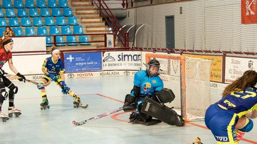 L&#039;Igualada Femení ensopega a la pista de Las Rozas