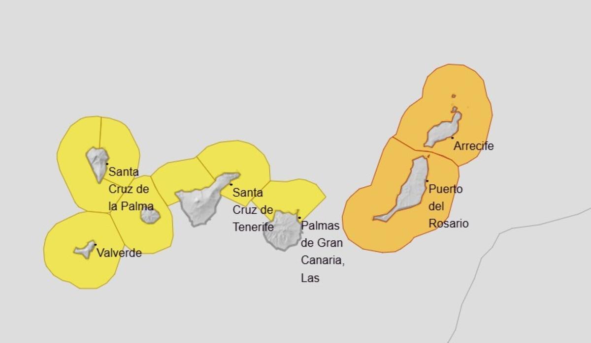 Avisos de la Aemet por fenómenos en Canarias para el sábado 24 y el domingo 25 de enero de 2026