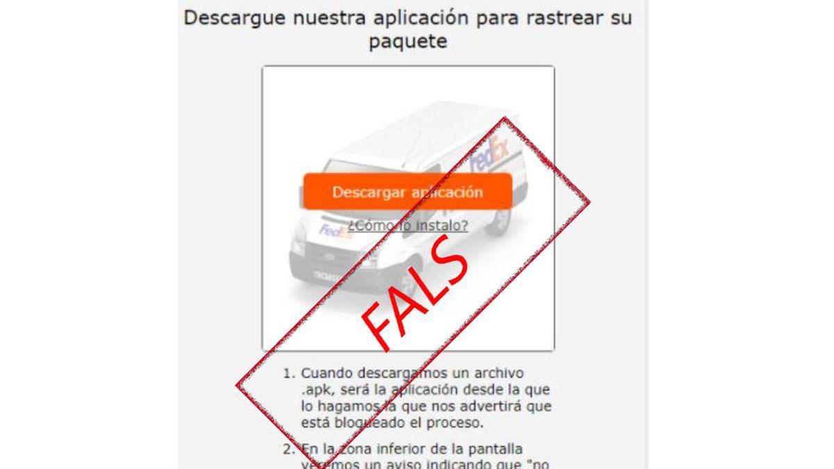 Aviso falso de una supuesta empresa de paquetería