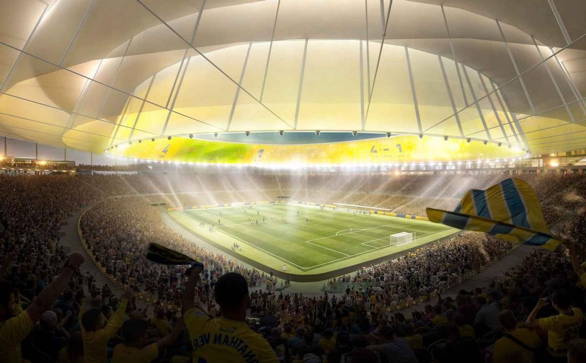 Recreación del Estadio de Gran Canaria tras su reforma.